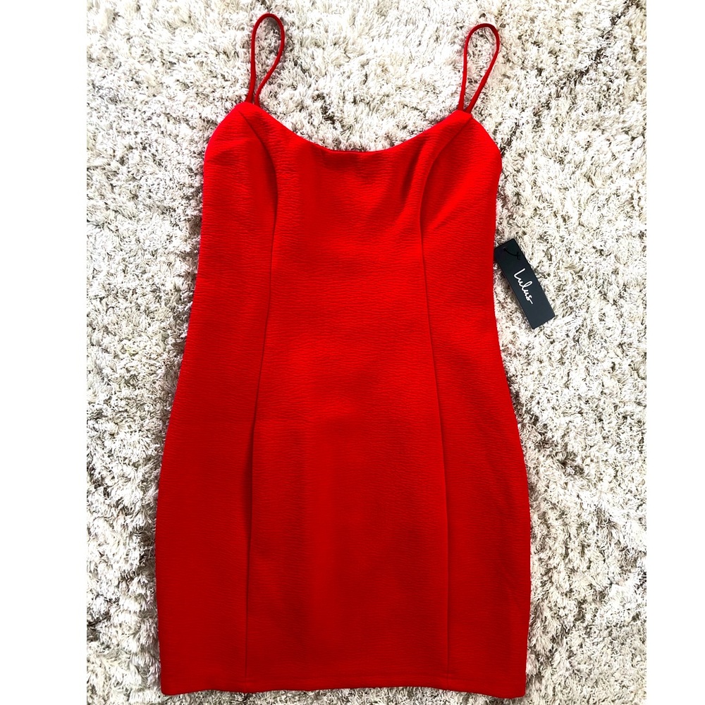 Lulus red backless bodycon mini dress